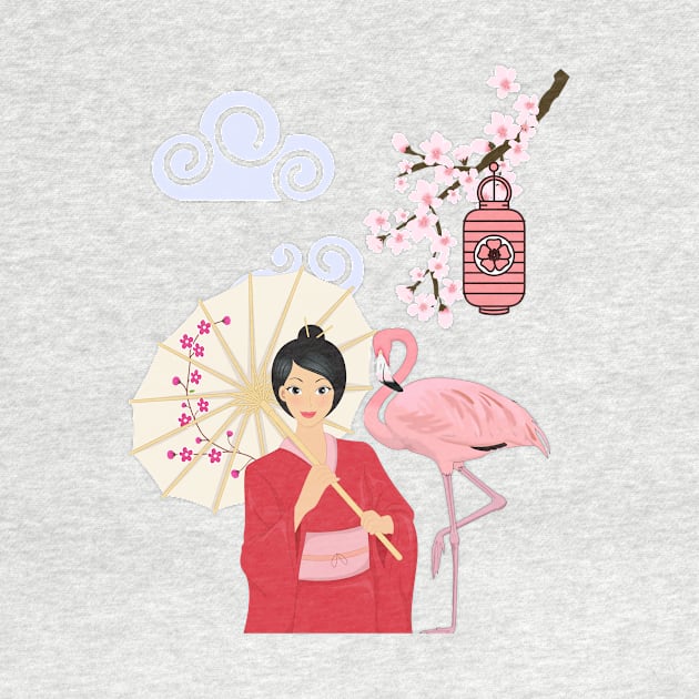 Japanese Geisha Cherry Blossoms by TammyWinandArt